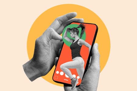 apps visual content: image shows a person creating an instagram story on their phone 