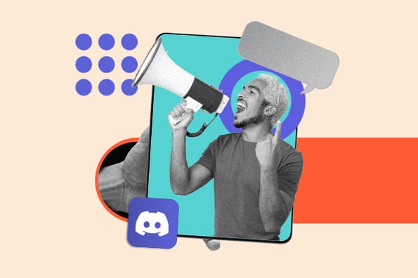 discord advertising: image shows a person with a megaphone talking 