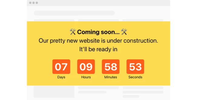 Website countdown timer template to promote new website