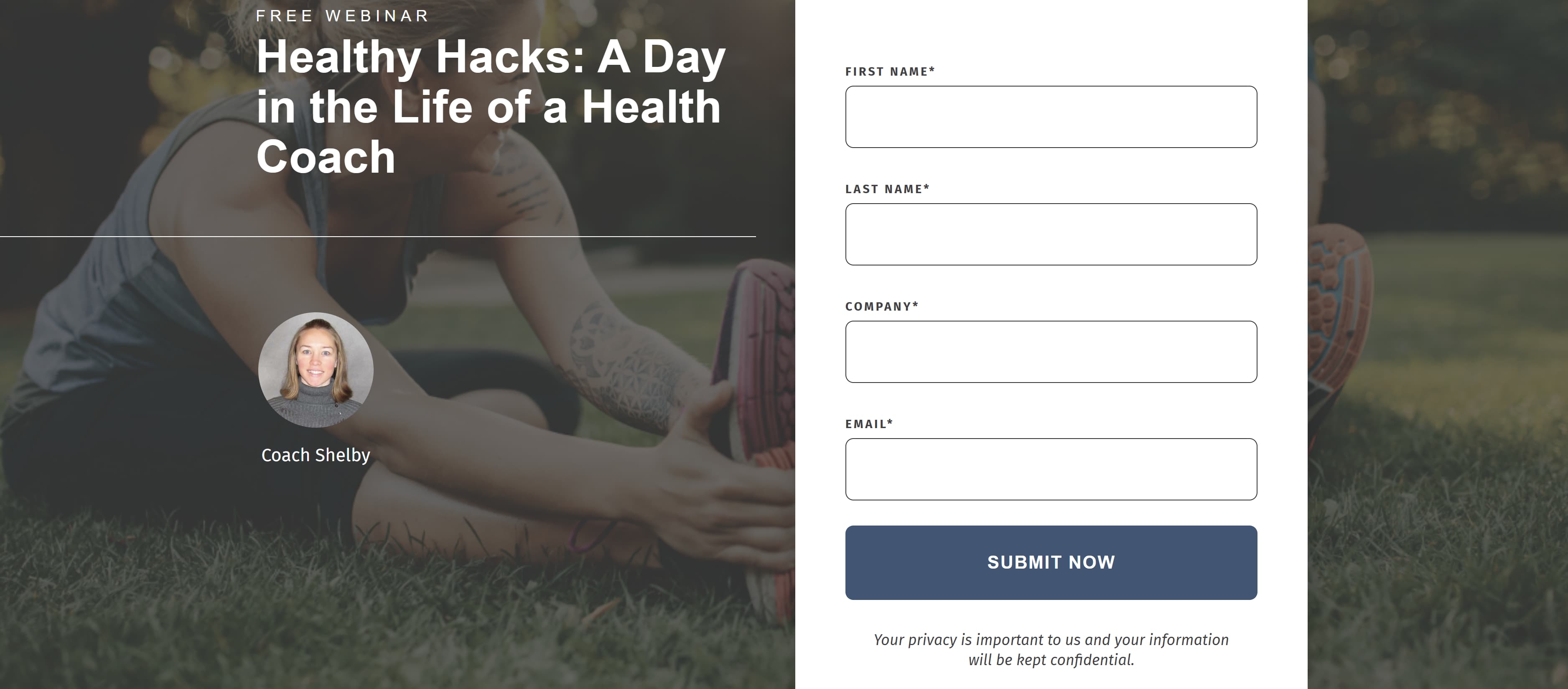 Contoh halaman arahan webinar dari HealthCheck360