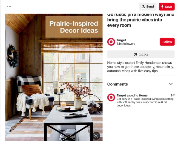 Pinterest post from Target showing products in lifestyle image