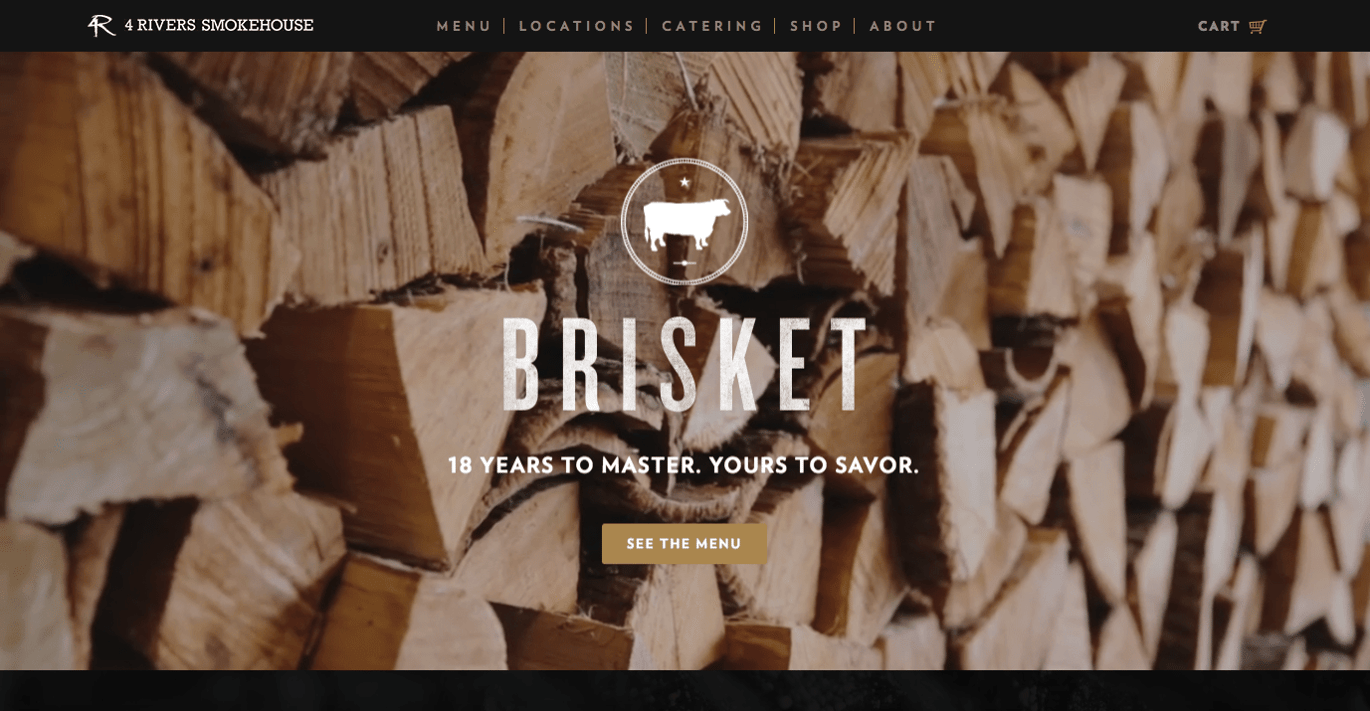 4 Rivers Smokehouse homepage web design