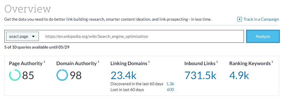 check moz score