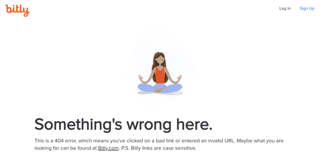 404 error page example from the website bitly