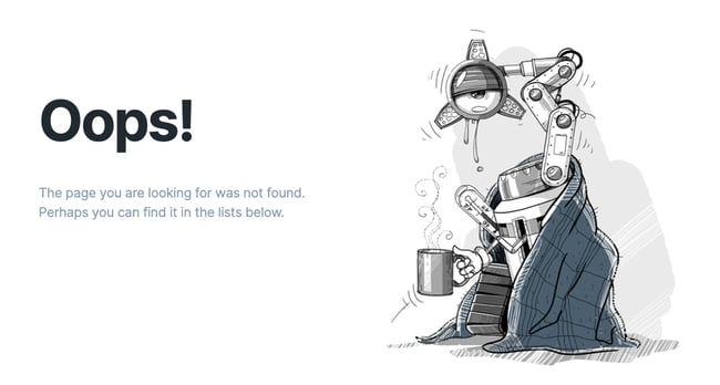 404 error page example from the website iconfinder