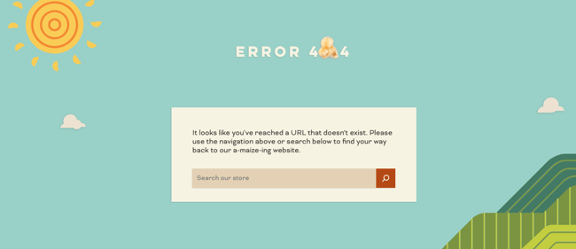 404 error page example from the website pipcorn