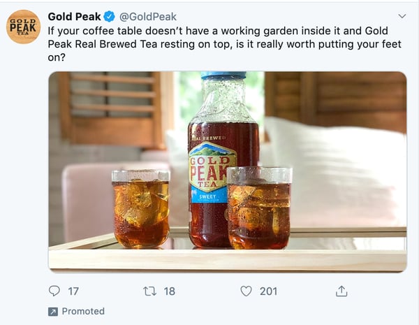 Twitter ad for Gold Peak