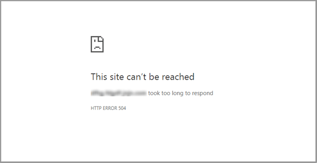 504 Gateway Timeout Error wording in Google Chrome