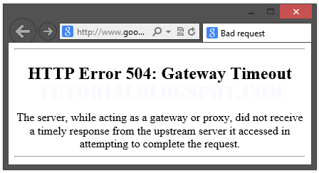 504 Internet Explorer Gateway Timeout Error Message