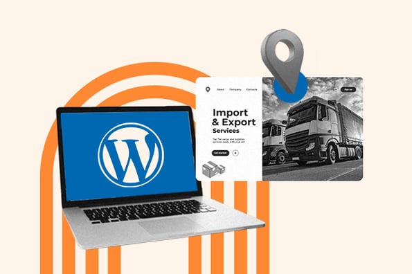 logistics wordpress themes: image shows a computer with wordpress icon on it 