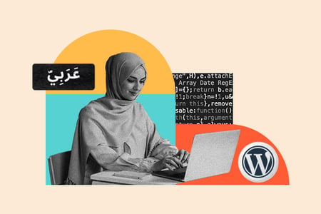 arabic wordpress themes: image shows a person typing on their laptop