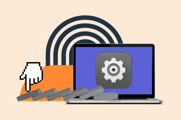 triggered emails marketing automation: image shows laptop with gears on the screen