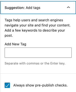 How to create WordPress blog: Add tags to your WordPress blog by typing in tag titles in the "add new tag" box