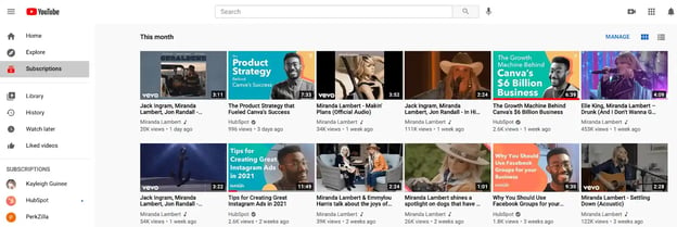 YouTube's Subscription Feed, which is one browse feature