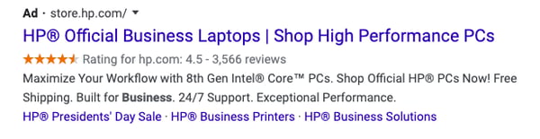 Dell ad on Google