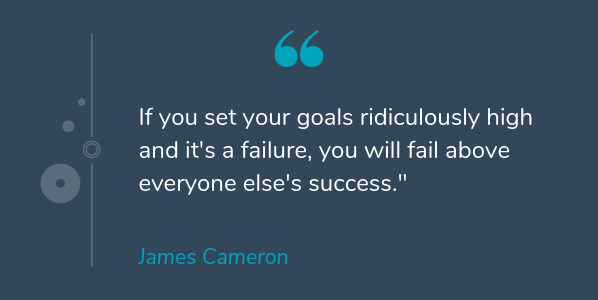 James Cameron famous quote about success that says If you set your goals ridiculously high and it's a failure, you will fail above everyone else's success