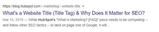 un esempio di tag title HubSpot sulle SERP