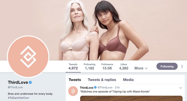 Example of Inclusive Marketing where ThirdLove's cover photo on Facebook shows women of different ages wearing its bra line.