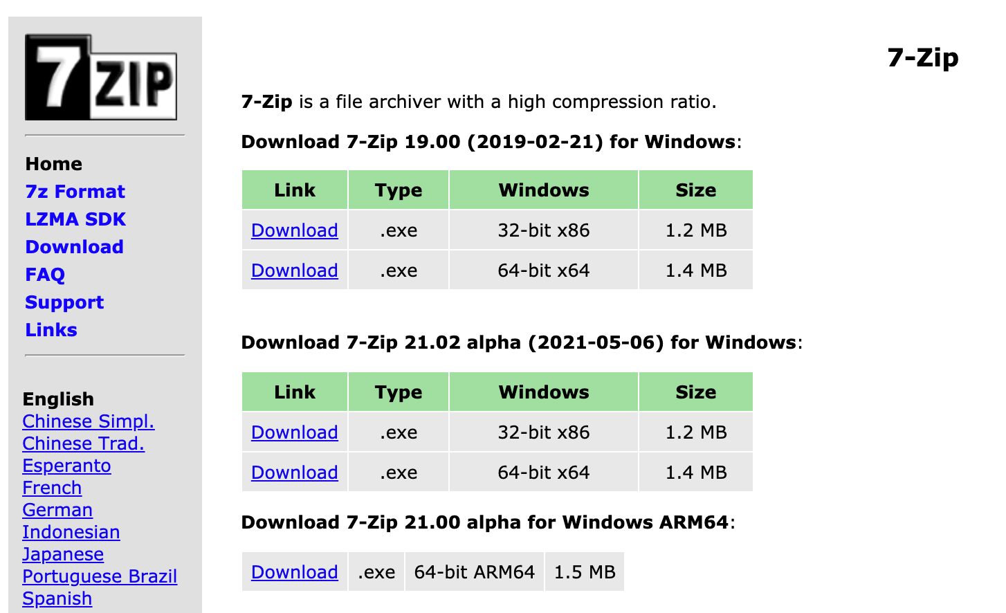 The 7-zip dashboard for sending folders to colleagues