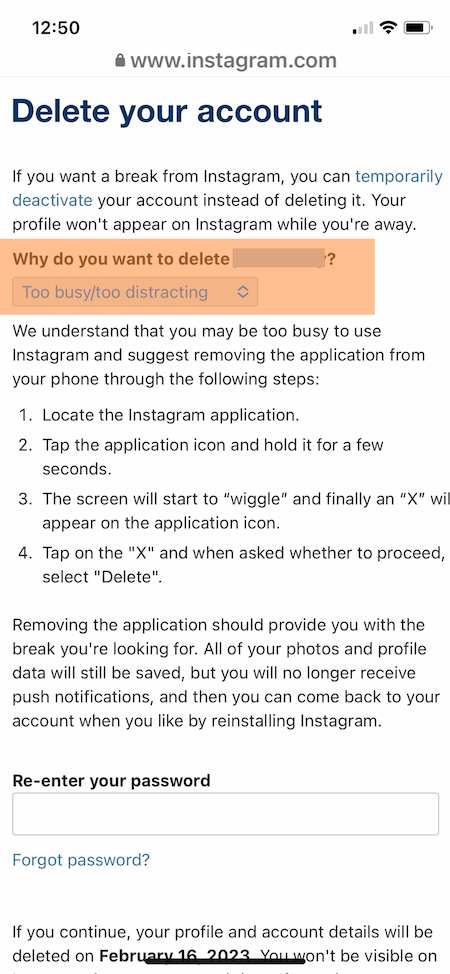 نحوه حذف اینستاگرام مثال: چرا می خواهید حساب کاربری خود را حذف کنید؟