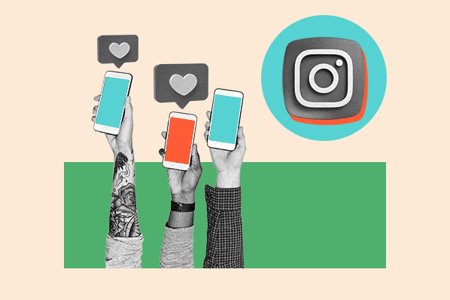 cellphones with abstract background and instagram logo showing the best college instagram accounts 