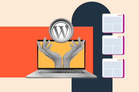 laptop and wordpress logo illustrating how to use multiple wordpress themes