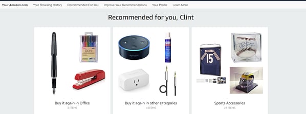 online customer retention example, Amazon recommended