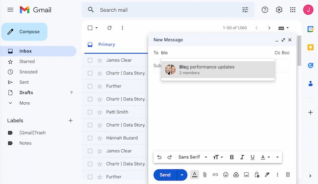 نحوه ایجاد گروه در Gmail مثال: نام گروه را تایپ کنید