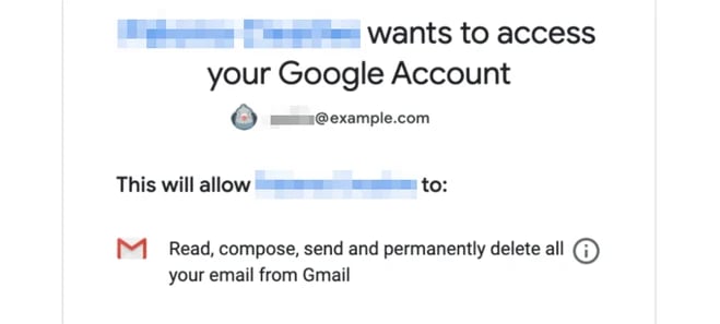 Gmail SMTP authorization page