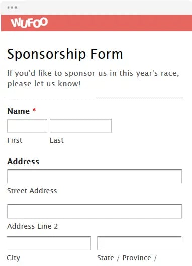 sponsorship form template: online sponsorship form example