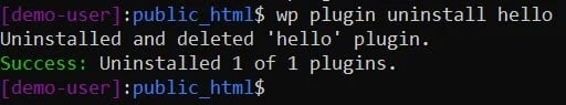 uninstall plugin WP CLI
