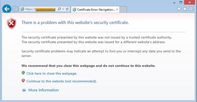 generic SSL certificate error in internet explorer