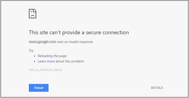 generic SSL certificate error in google chrome