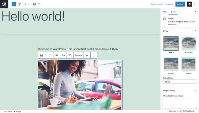 Add alt matter successful Image Settings conception of Block tab successful sidebar of your WordPress dashboard