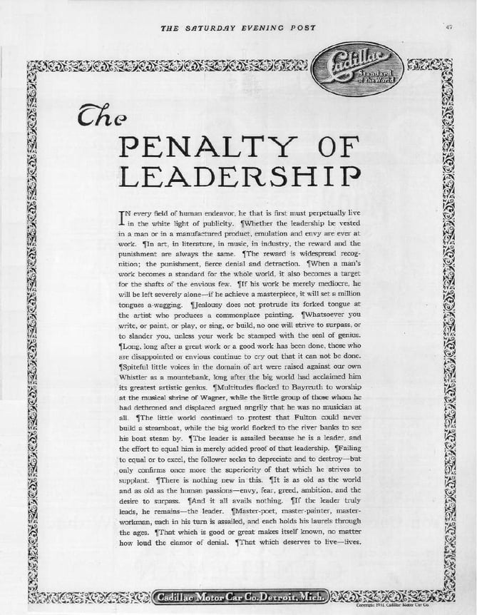 cadillac penalty of leadership