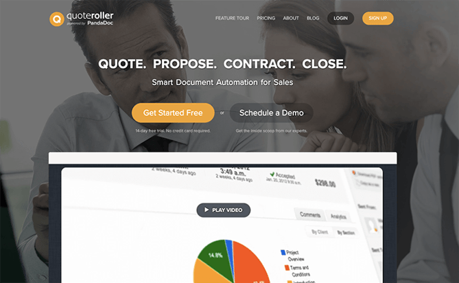 Quote Roller proposal software homepage