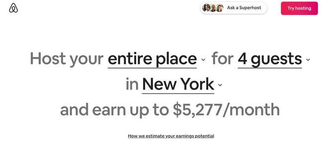 نمونه صفحه فرود دوم Airbnb