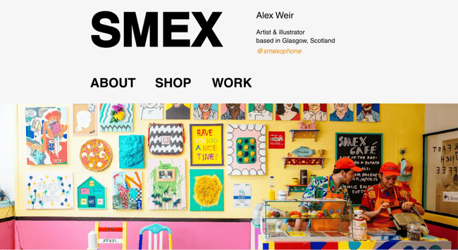 artist website example, Alex Weir