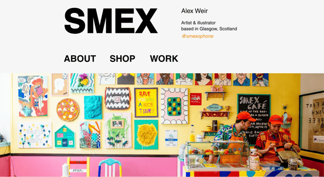 artist website example, Alex Weir