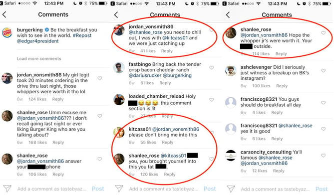 Guerilla Marketing Example: Public Breakup on Burger King's Instagram