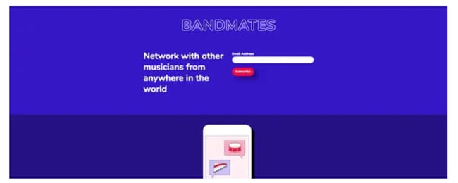 Bandmates%20Landing%20Page%20template%20from%20Mailchimp.png?width=650&height=260&name=Bandmates%20Landing%20Page%20template%20from%20Mailchimp - 25 Top-Notch Product Landing Page Templates