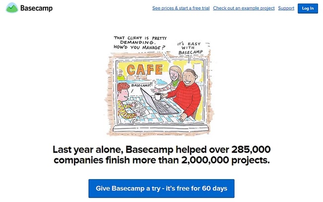 Basecam homepage example