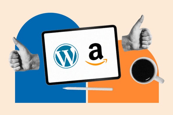 amazon affiliate wordpress themes: image shows a computer with the wordpress icon on the screen 