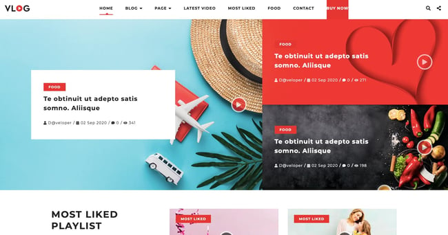 Best content sharind WordPress theme Vlogger Video Blog demo features viral videos