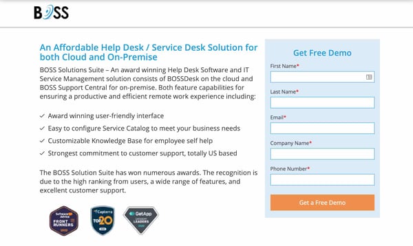 free help desk software: boss solutions suite