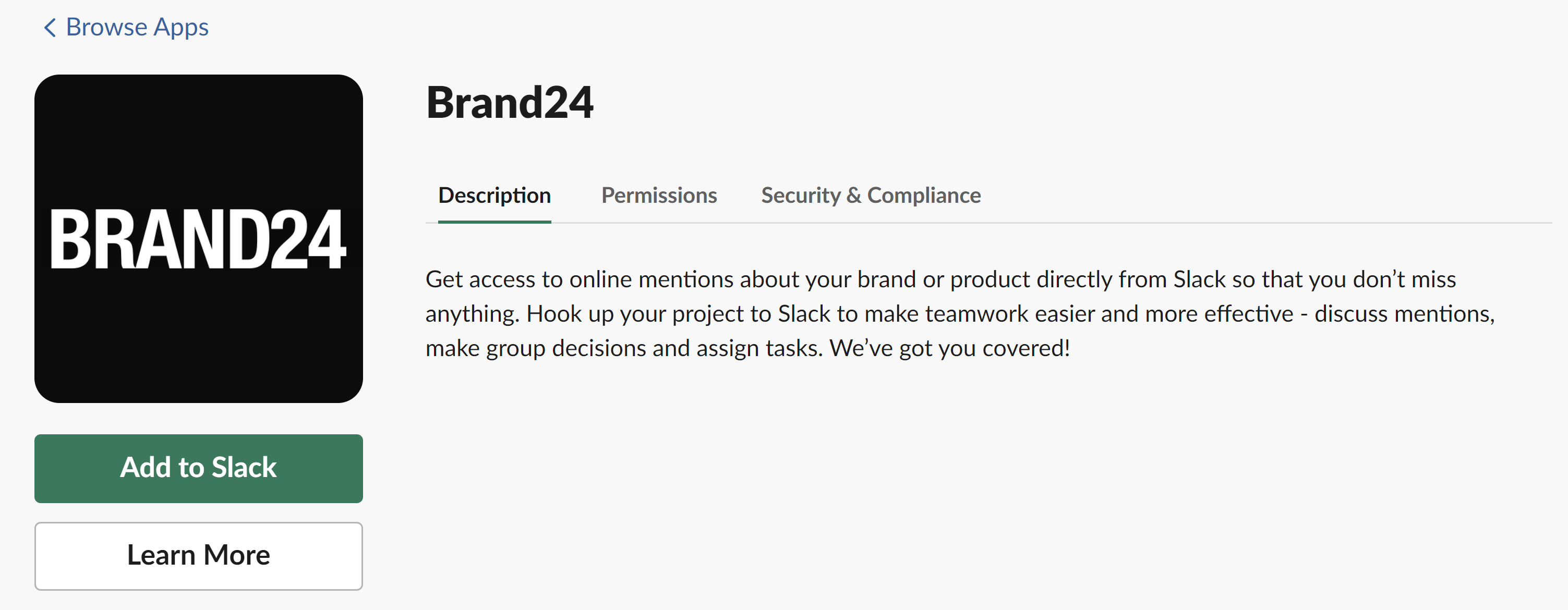 Screenshot of Brand24 bot on Slack