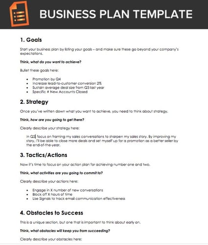 Personal Sales Plan Template