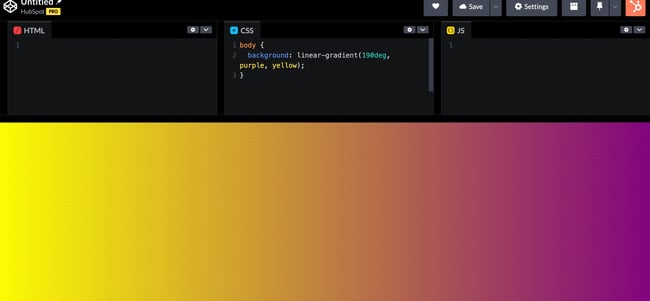 CSS gradient: here's what a linear gradient looks like when it is set to 190 degrees. 