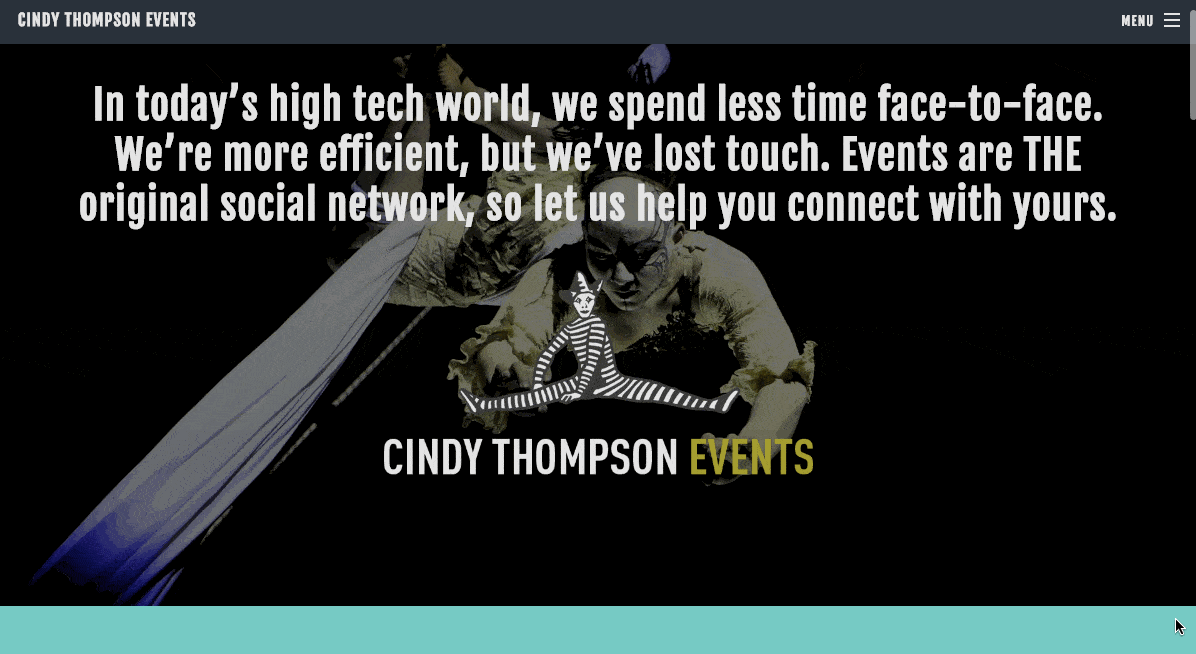 Strona Cindy Thompson Events zbudowana z alternatywą dla WordPressa Weebly