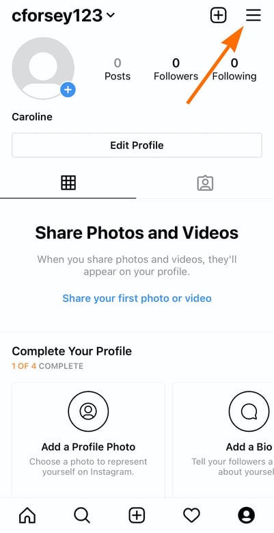 Click Settings on Instagram in top-right-hand of your screen from within the Instagram app
